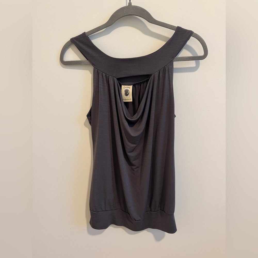 Cameo Appearance ~ Charcoal Drape Tank Top